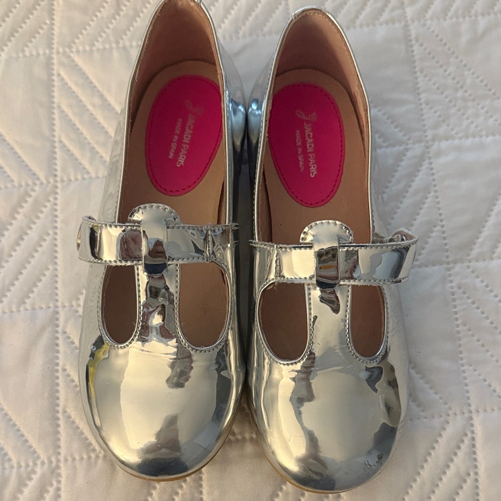 Jacadi Shimmering Silver Mary Jane Shoes
